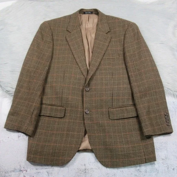 LAUREN RALPH LAUREN Lambswool Houndstooth Plaid Blazer Men Size 40S - Picture 4 of 12